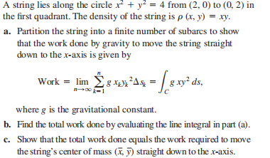A string lies along the circle \(x ^ { 2 } + y ^ ...