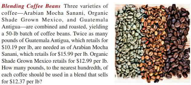 Blending Coffee Beans Three varieties of coffee-A...