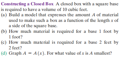 A closed box with a square base is required to hav...