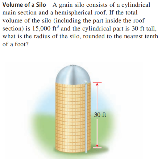 Volume of a Silo A grain silo consists of a cylind... CameraMath