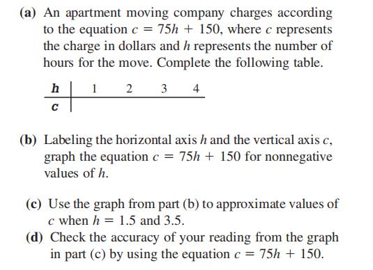 (a) An apartment moving company charges according ...