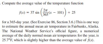 Compute the average value of the temperature func...