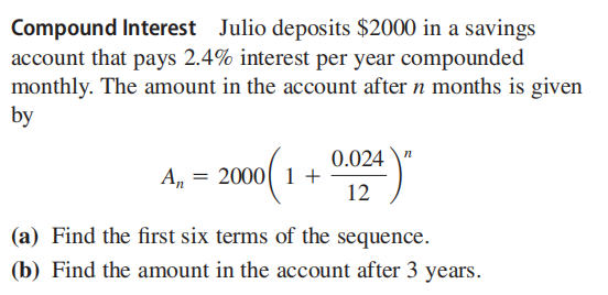 Compound Interest Julio deposits \(\$ 2000\) in a... - CameraMath