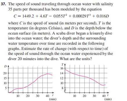 37. The speed of sound traveling through ocean wat...