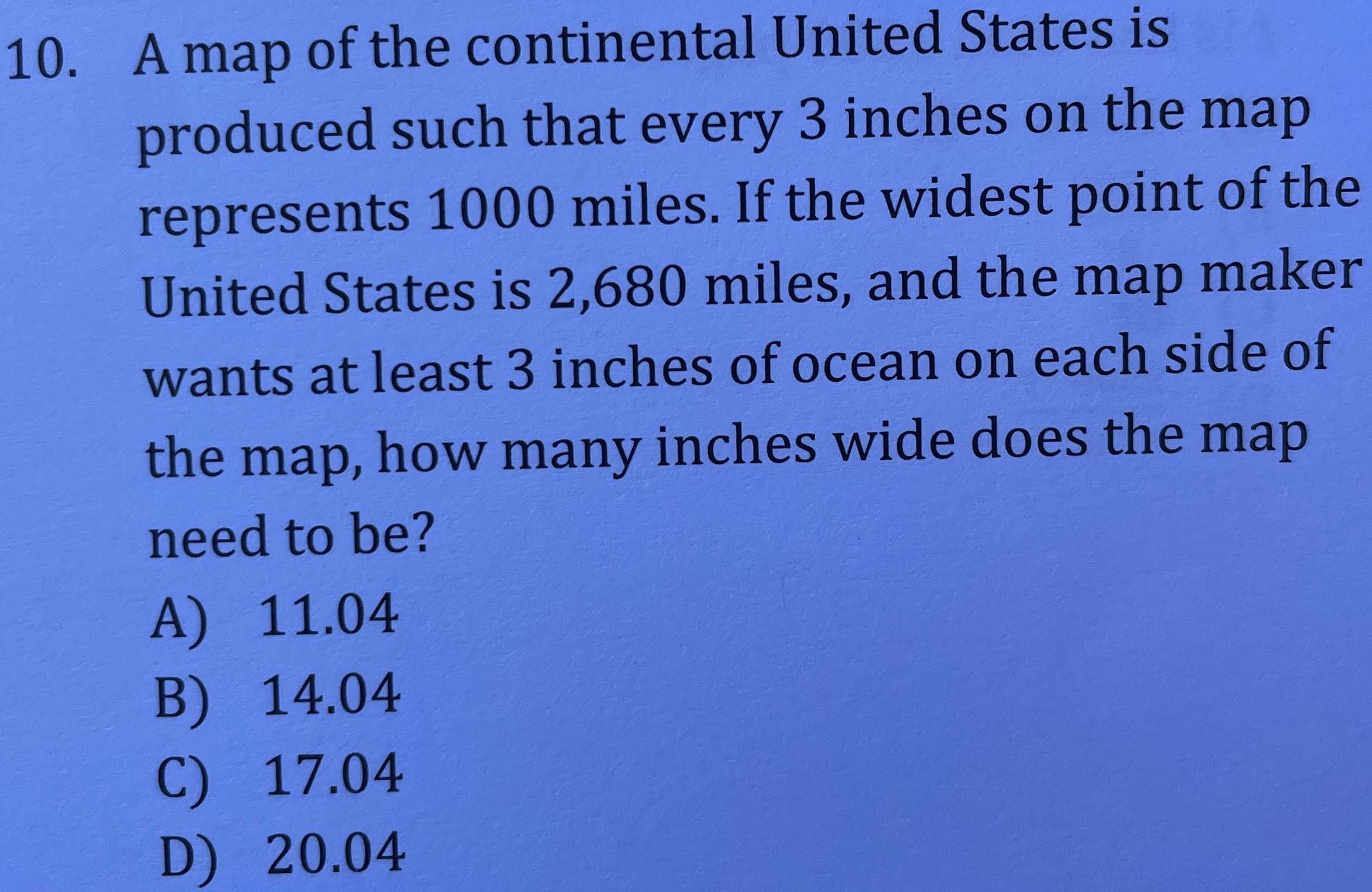 10. A map of the continental United States is prod... - CameraMath