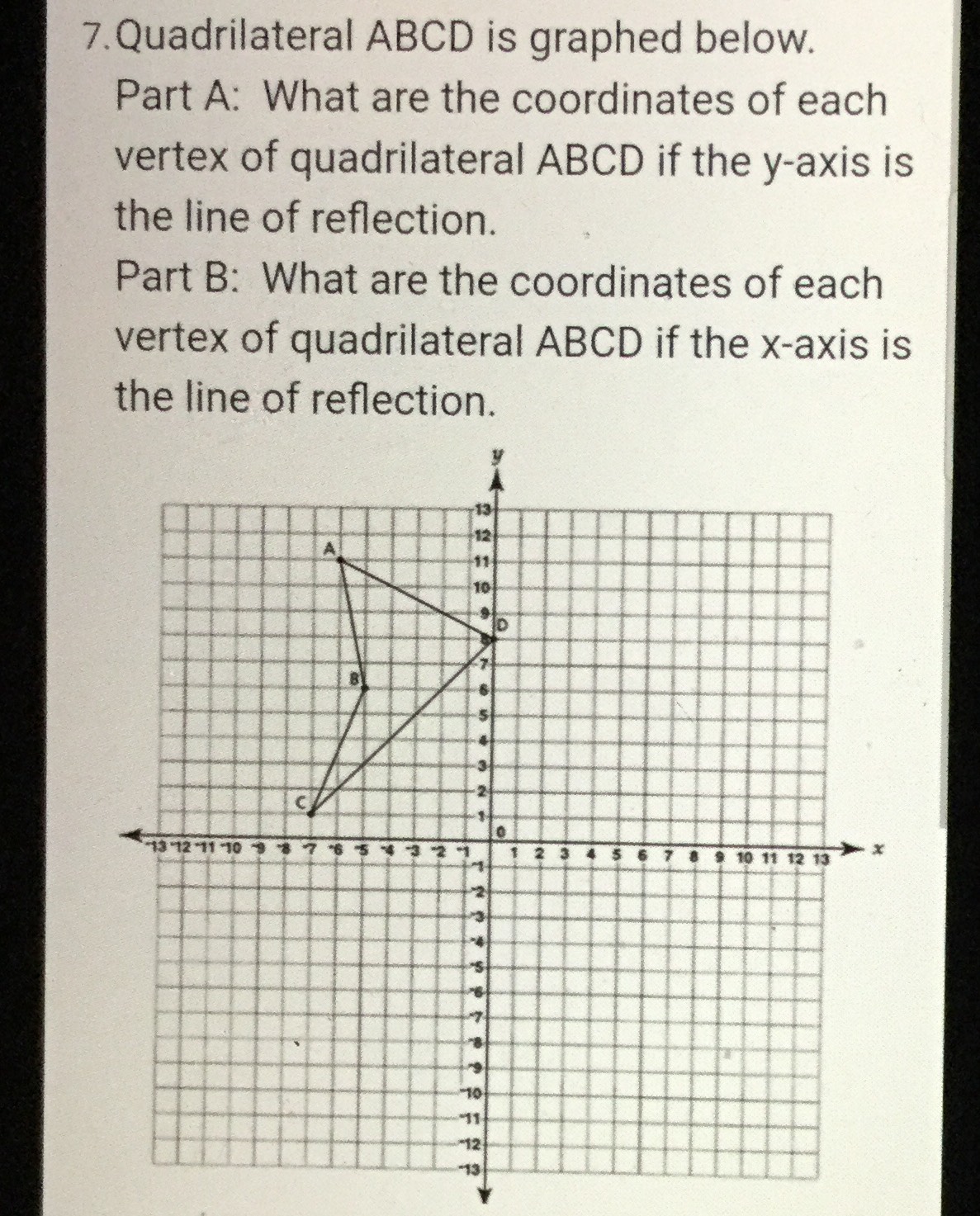 7. Quadrilateral ABCD Is Graphed Below. Part A : What Are The ...