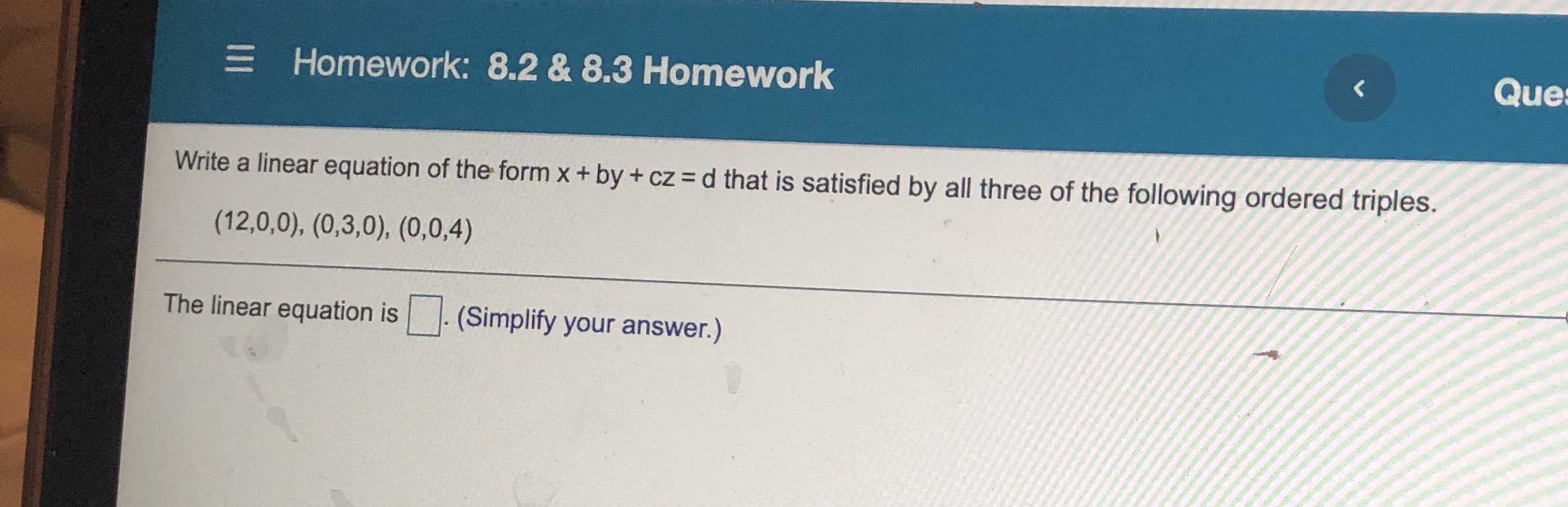 Write A Linear Equation Of The Form X By CameraMath