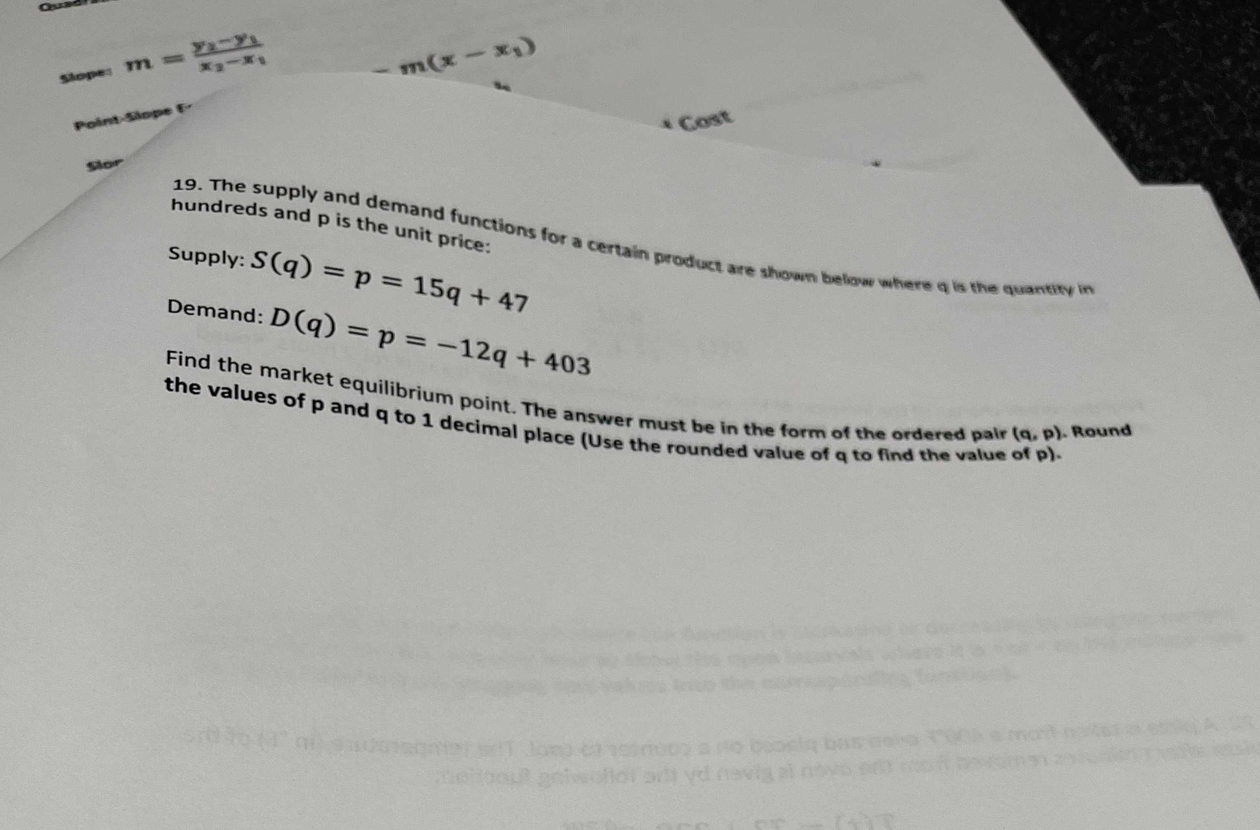 19 The Supply And Demand Functions For A Certain CameraMath