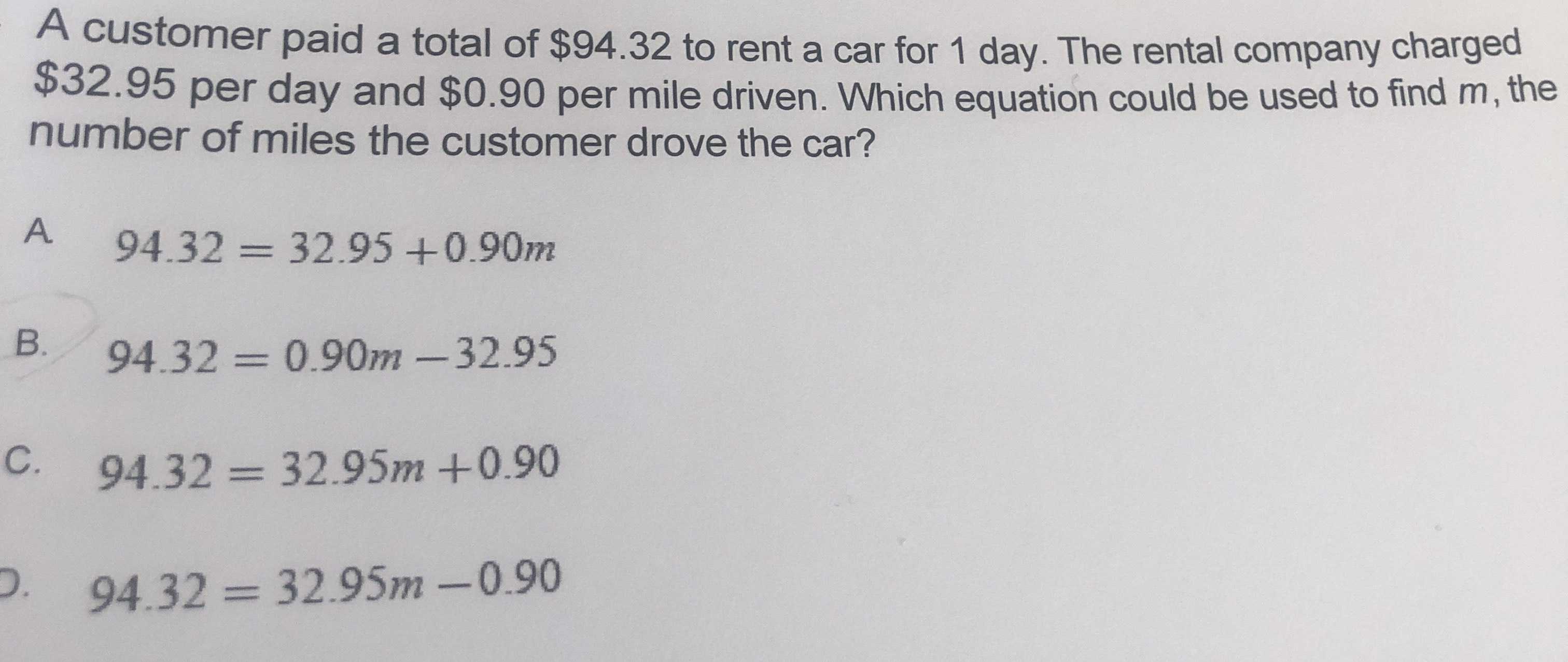 A customer paid a total of \( \$ 94.32 \) to rent ...