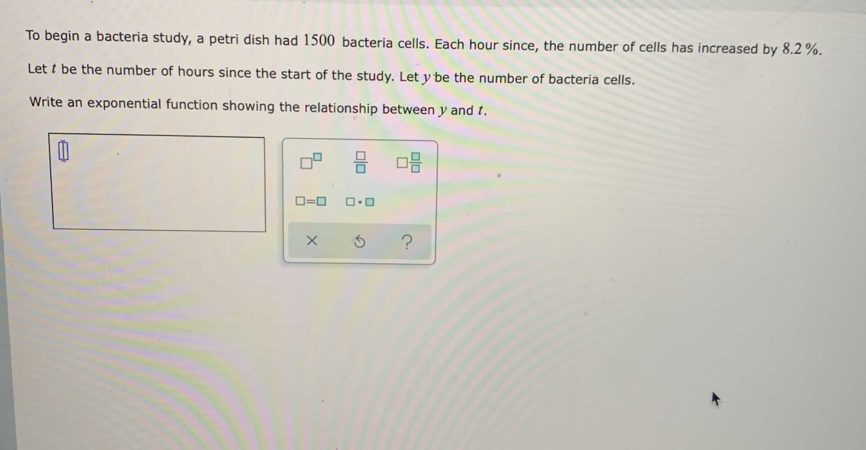 To begin a bacteria study, a petri dish had \( 150...