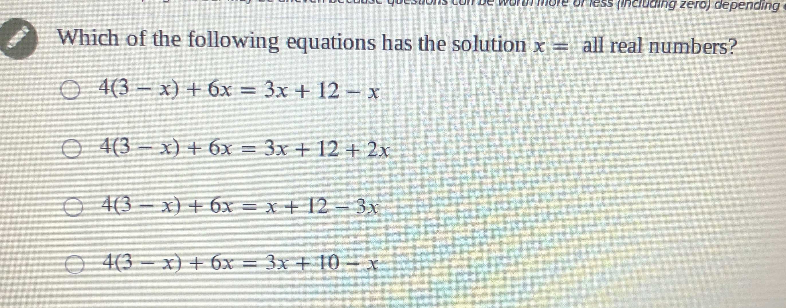 Which of the following equations has the solution ...