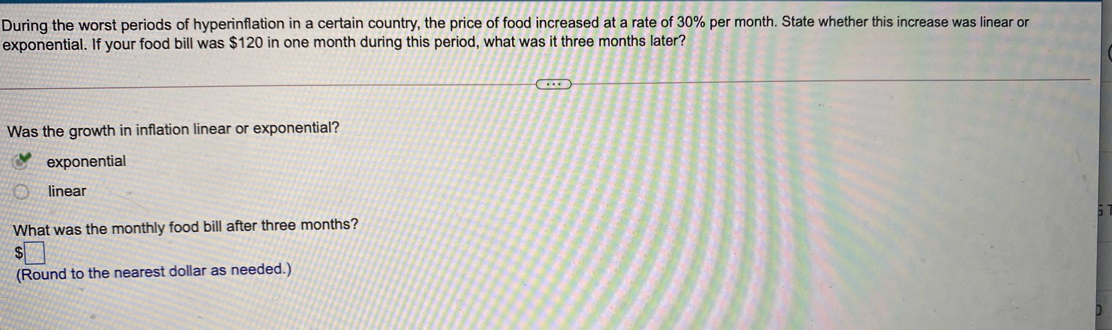 What Was The Monthly Food Bill After Three Months CameraMath