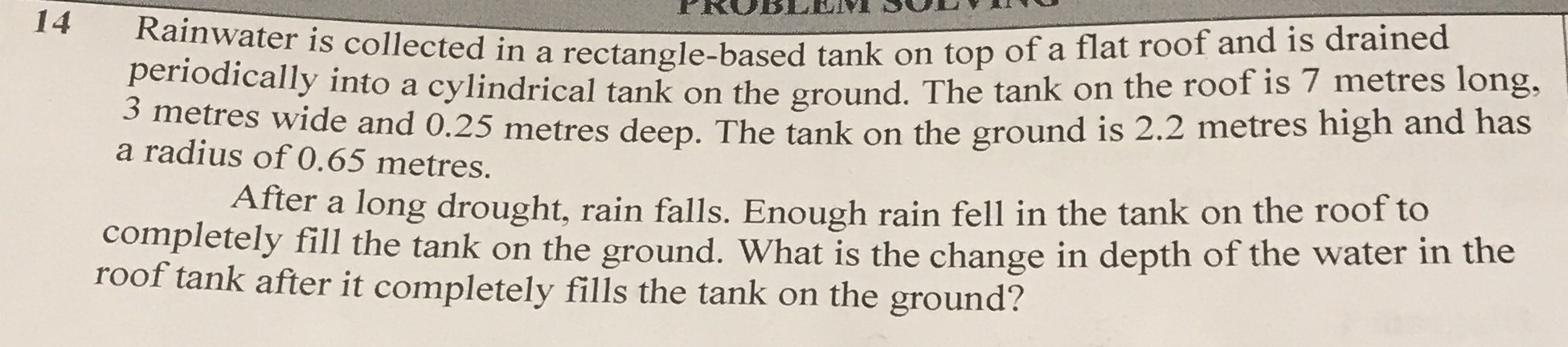 14 Rainwater is collected in a rectangle-based tan...