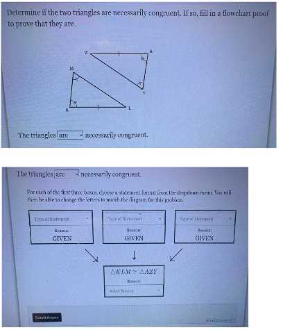 Betermine if the two triangles are necessarily eom...