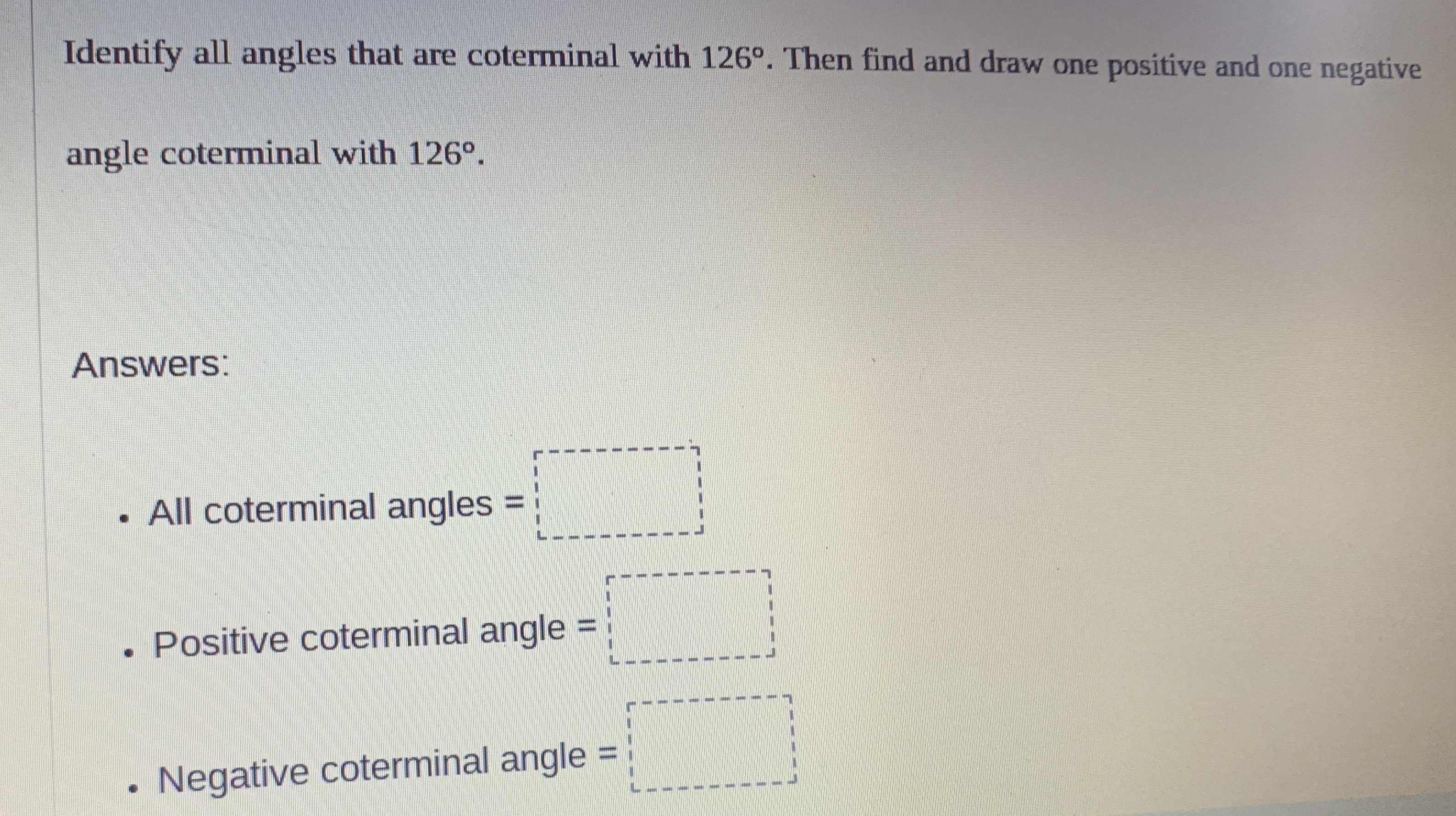 Identify all angles that are coterminal with \( 12... - CameraMath