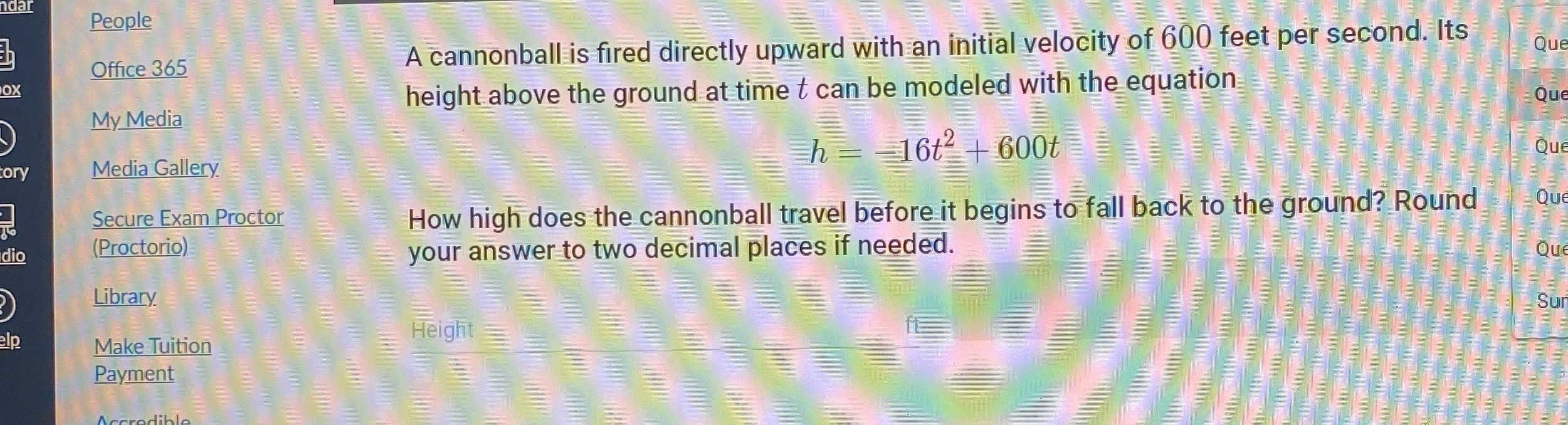 A cannonball is fired directly upward with an init...