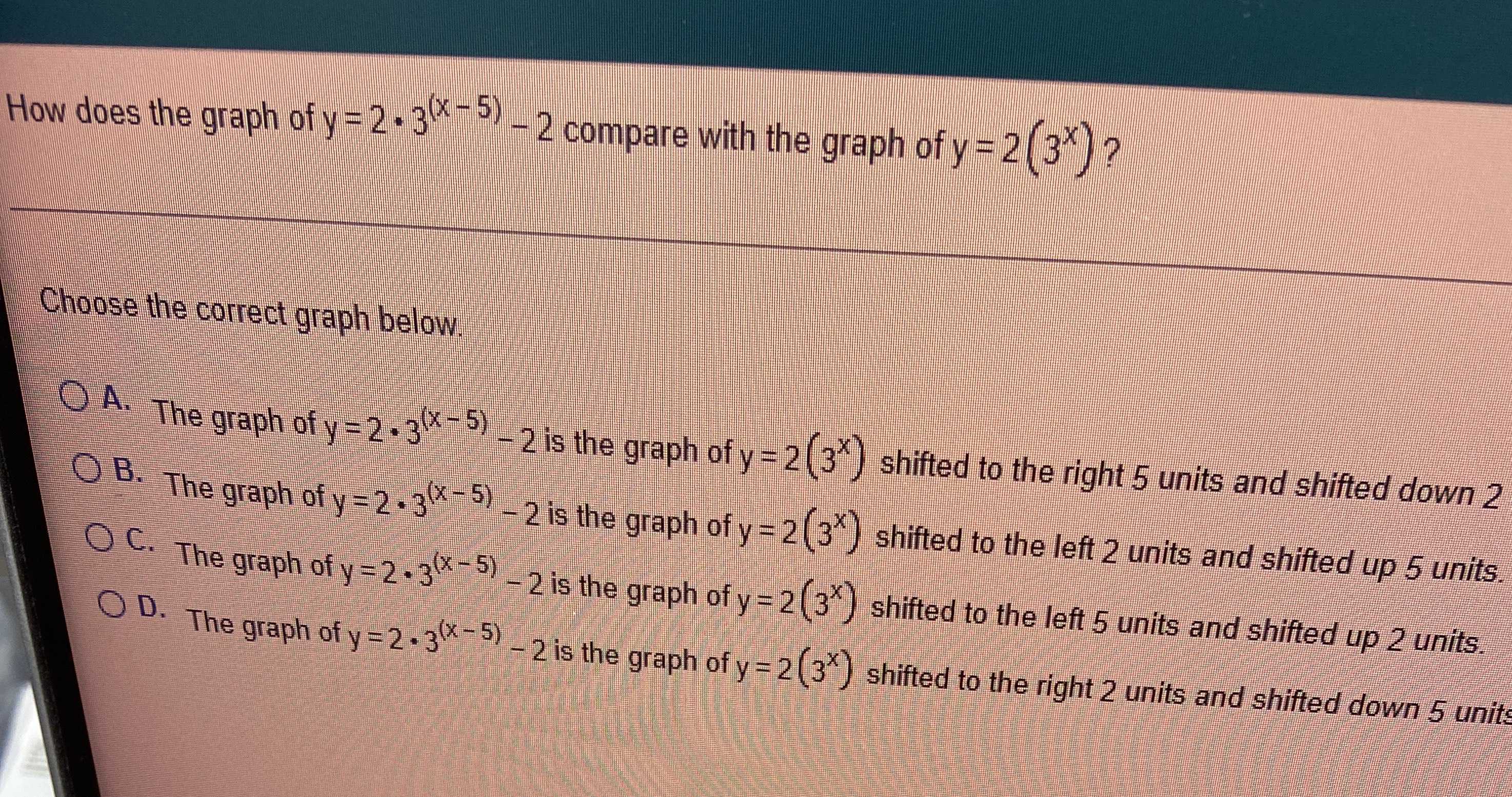 how-does-the-graph-of-y-2cdot3-x-5-2-compare-wit-cameramath