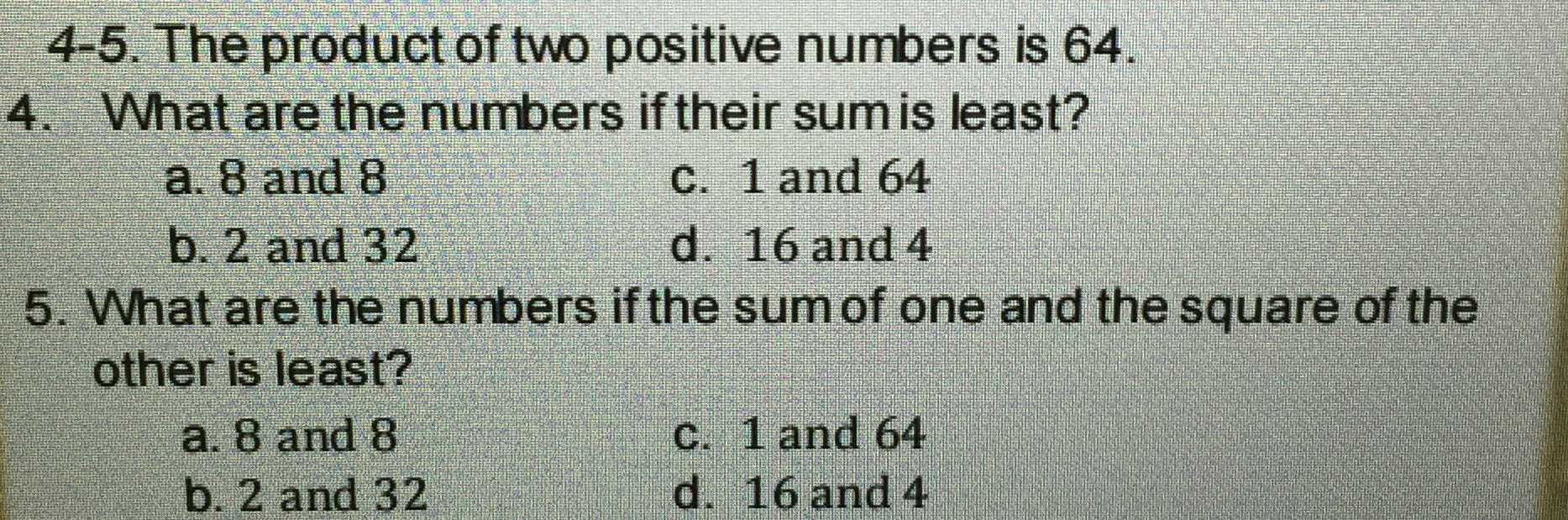 the-product-of-two-positive-numbers-is-64-cameramath