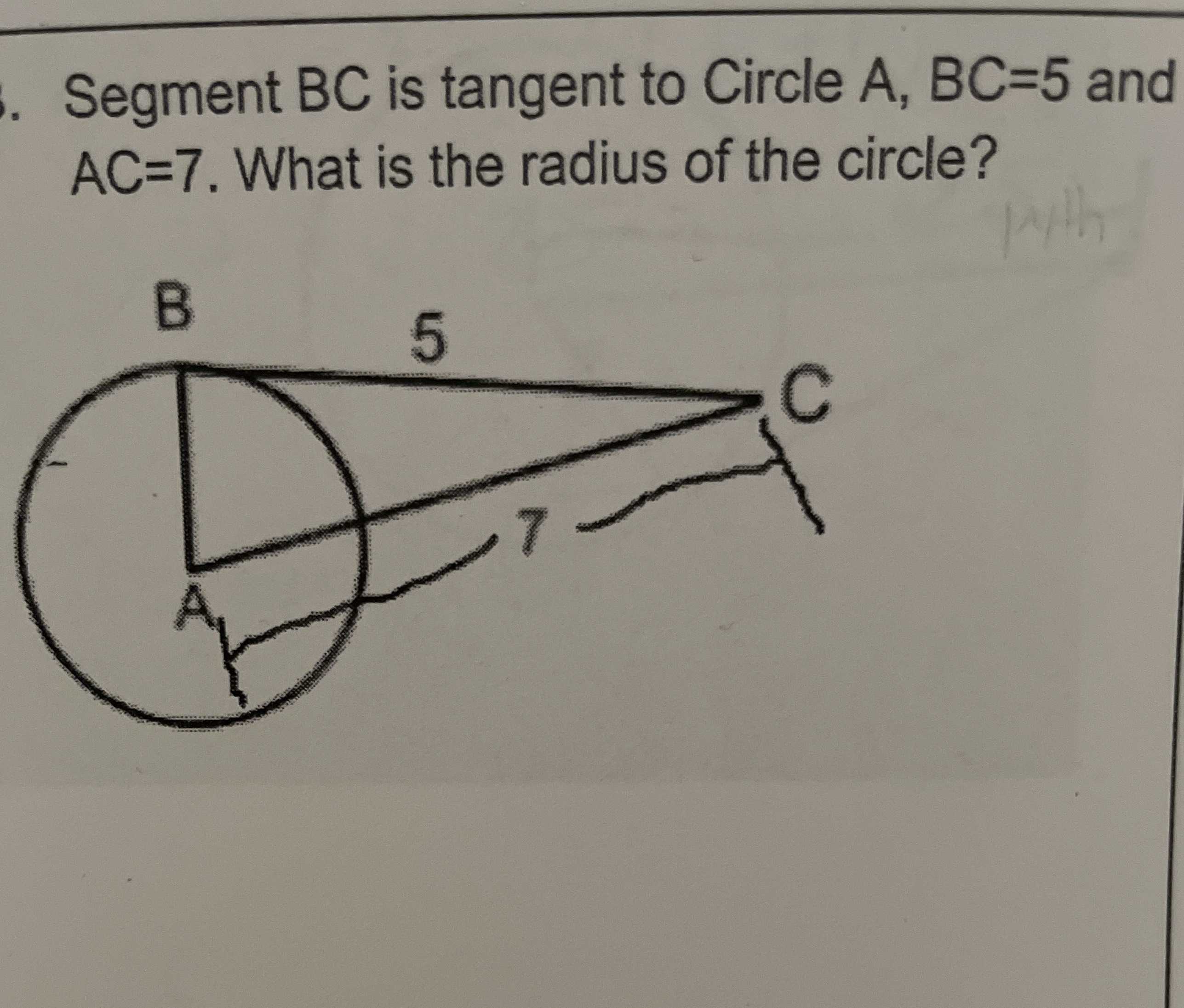 Segment \( B C \) Is Tangent To Circle \( A , B C ... - CameraMath