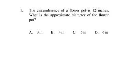 1. The circumference of a flower pot is \( 12 \) i...