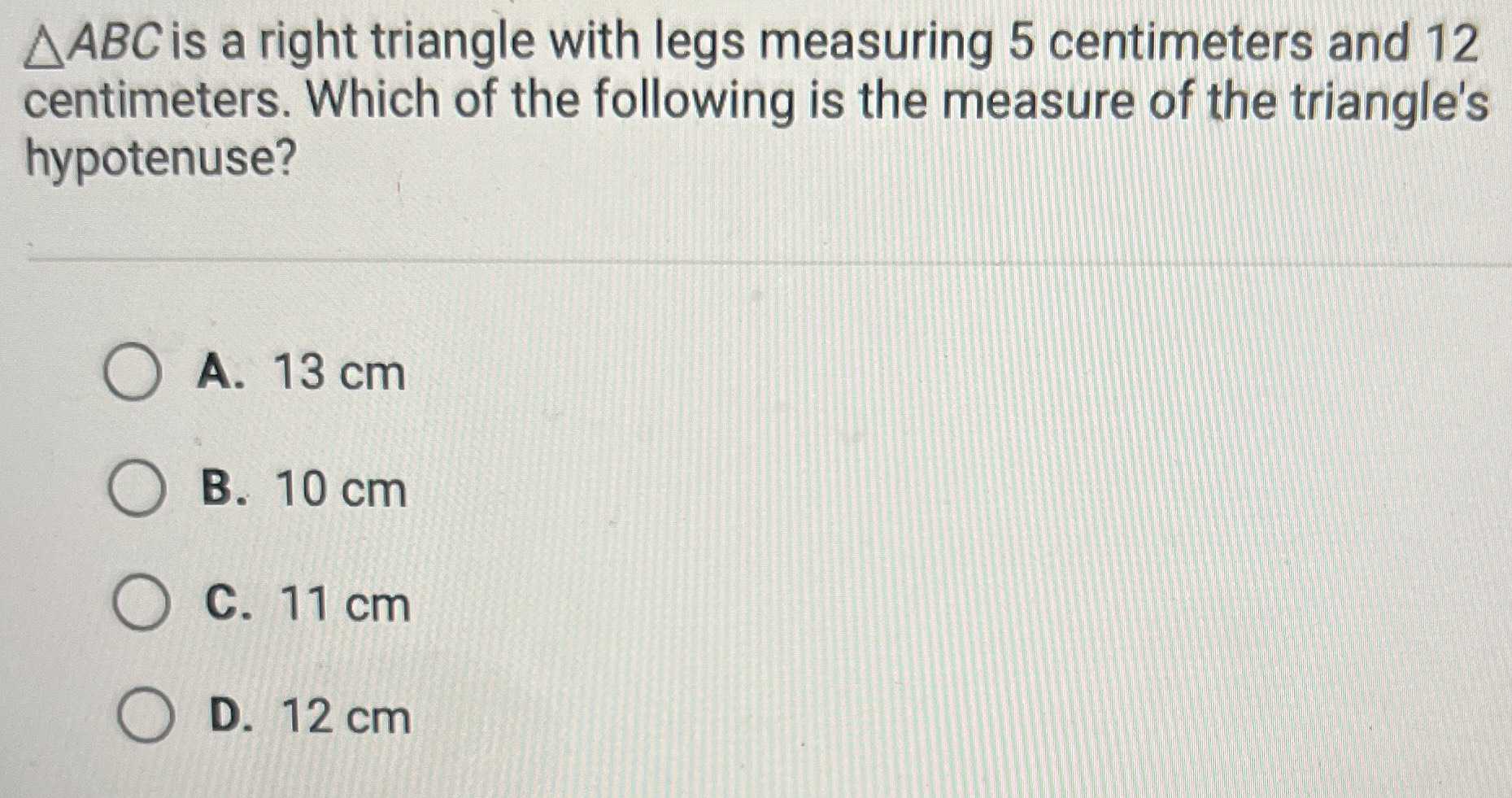 \(\triangle A B C \) is a right triangle with legs...