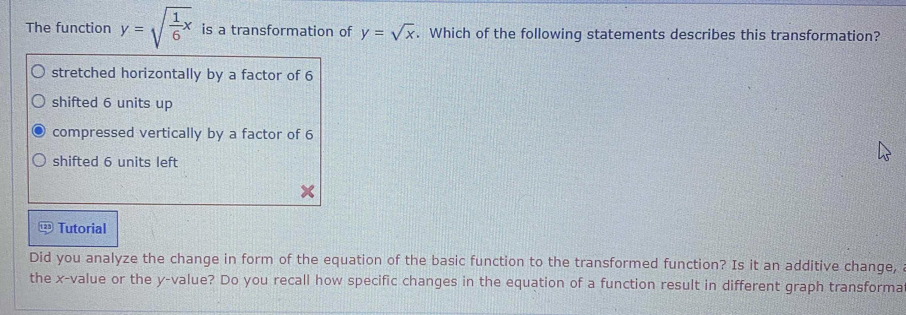 the-function-y-sqrt-frac-1-6-x-cameramath