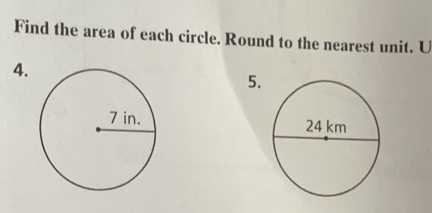 Find The Area Of Each Circle Round To The Nearest CameraMath