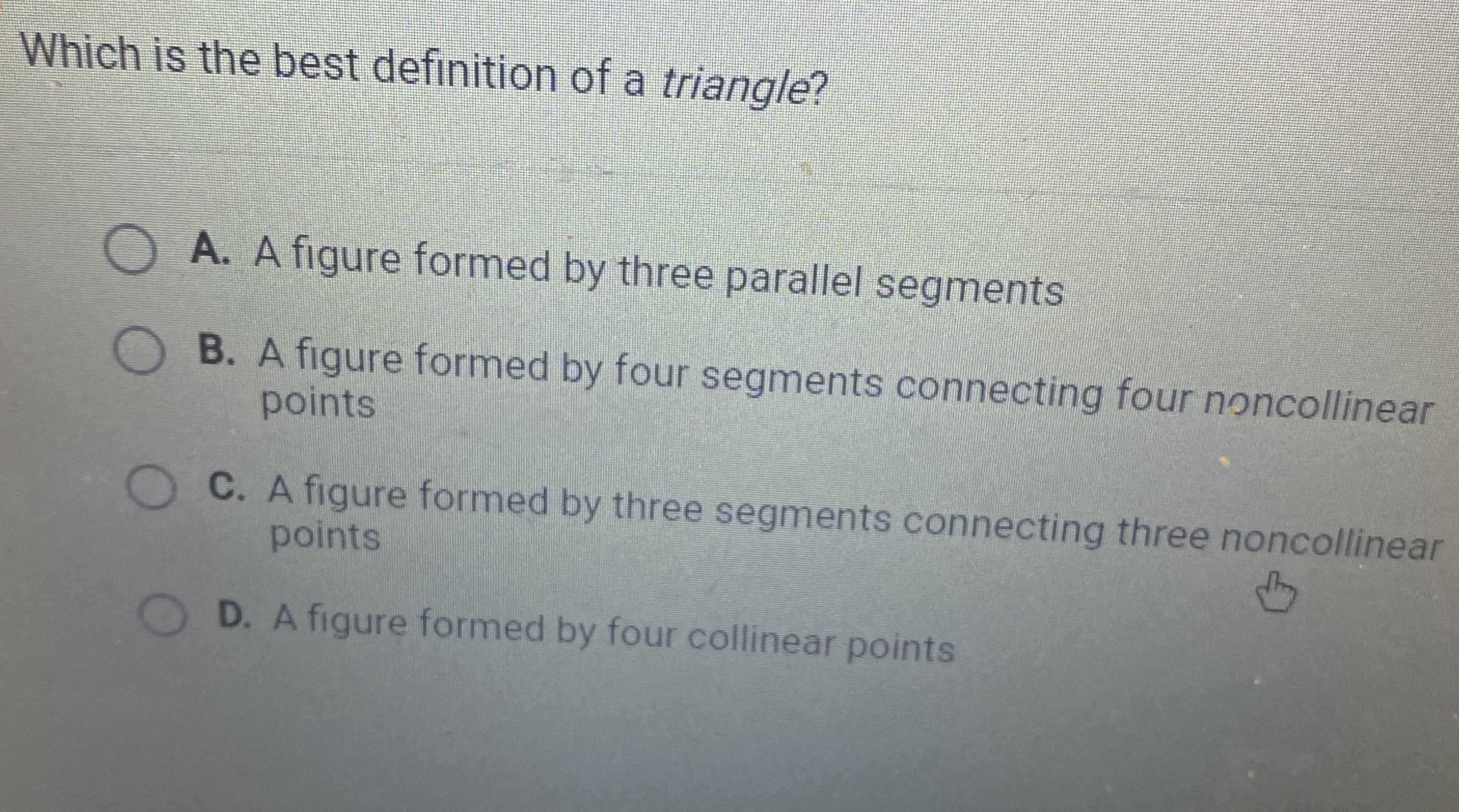 Which is the best definition of a triangle a a f cameramath