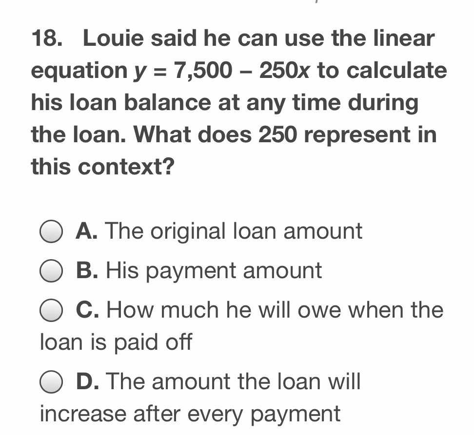 18. Louie said he can use the linear equation \( y...