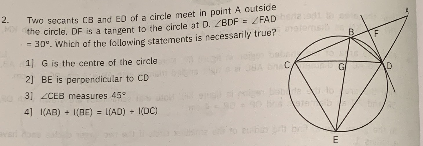 Two secants \(C B\) and \(E D\) of a circle meet i...