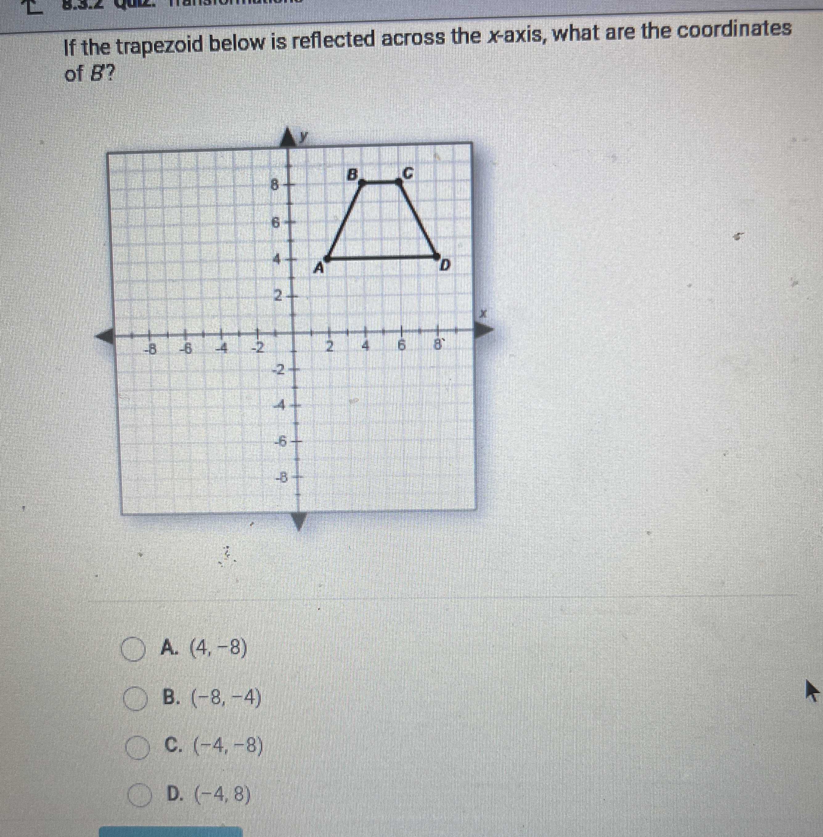 If The Trapezoid Below Is Reflected Across The \( ... - CameraMath