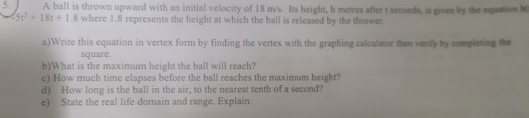 A ball is thrown upward with an initial velocity ...