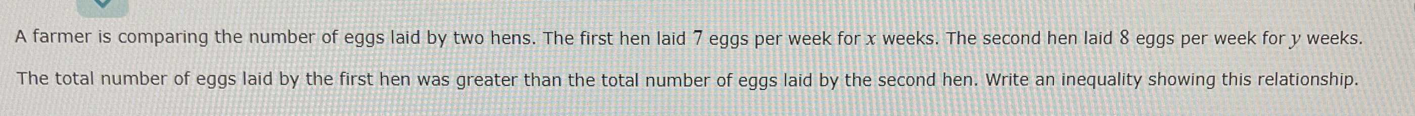 A farmer is comparing the number of eggs laid by t...