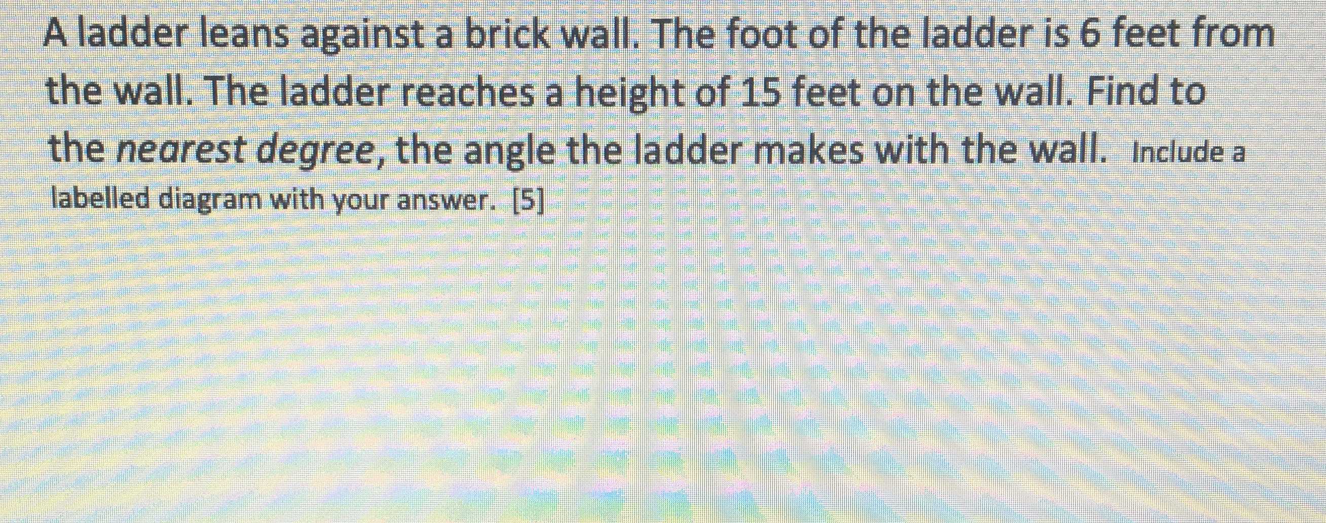 A ladder leans against a brick wall. The foot of t... - CameraMath