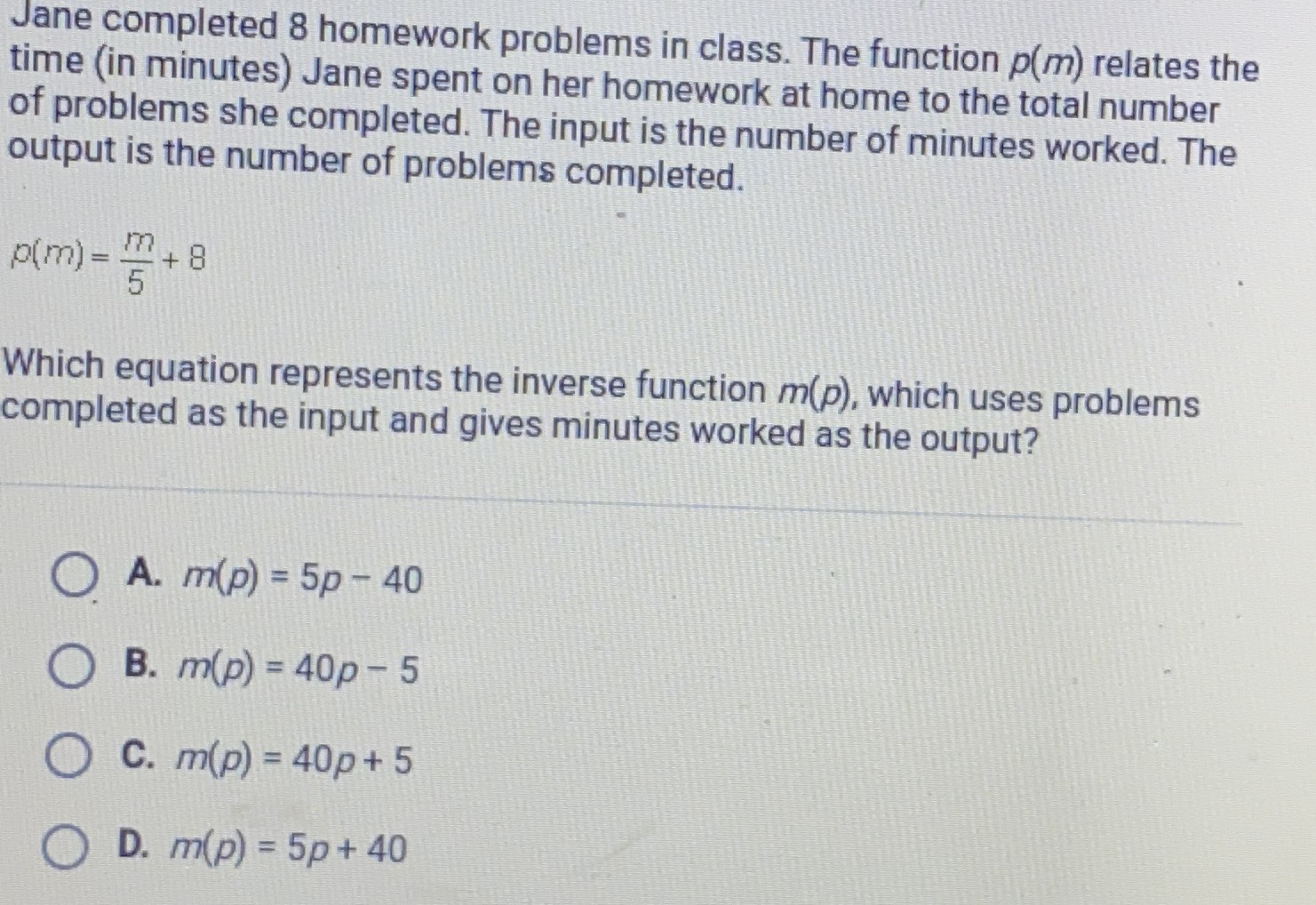 jane completed 8 homework problems in class