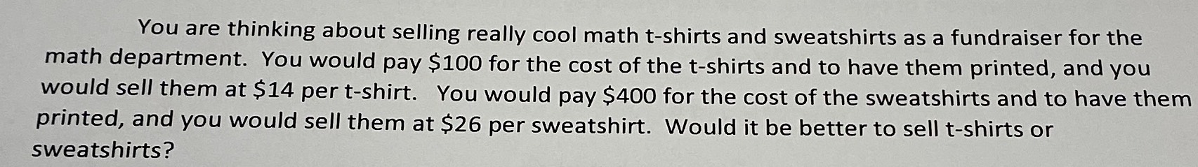You are thinking about selling really cool math t-...