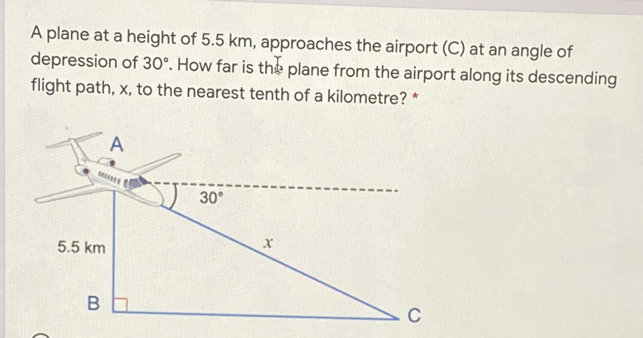 A plane at a height of \(5.5 km\) , approaches the...