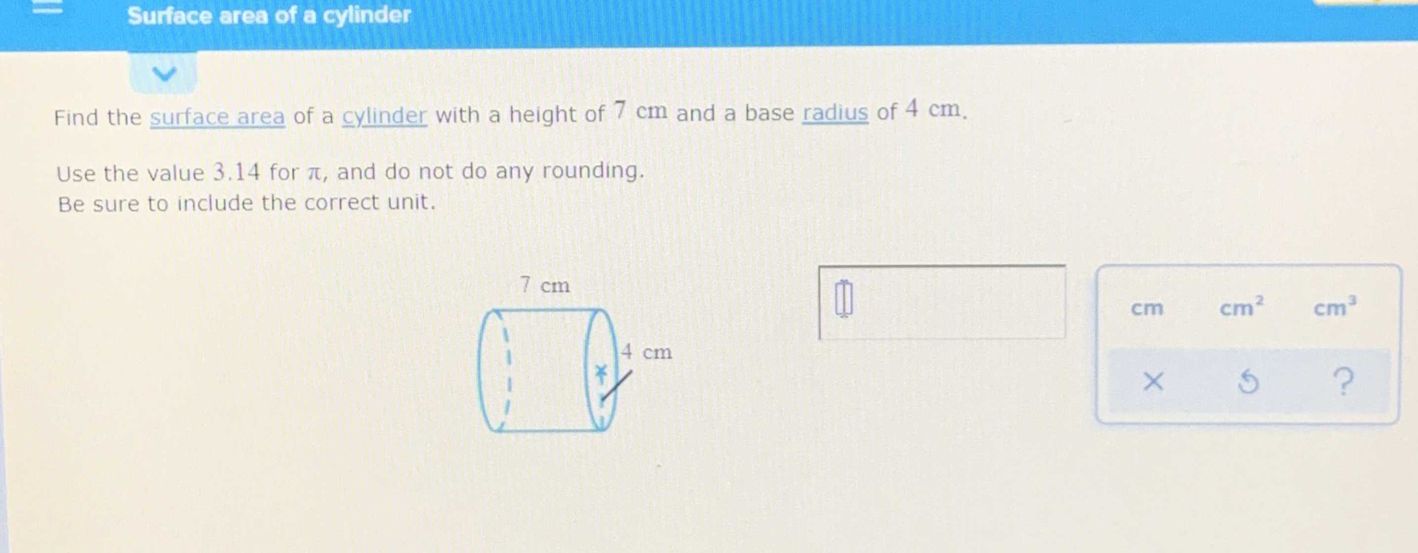 find-the-surface-area-of-a-cylinder-with-a-height-cameramath