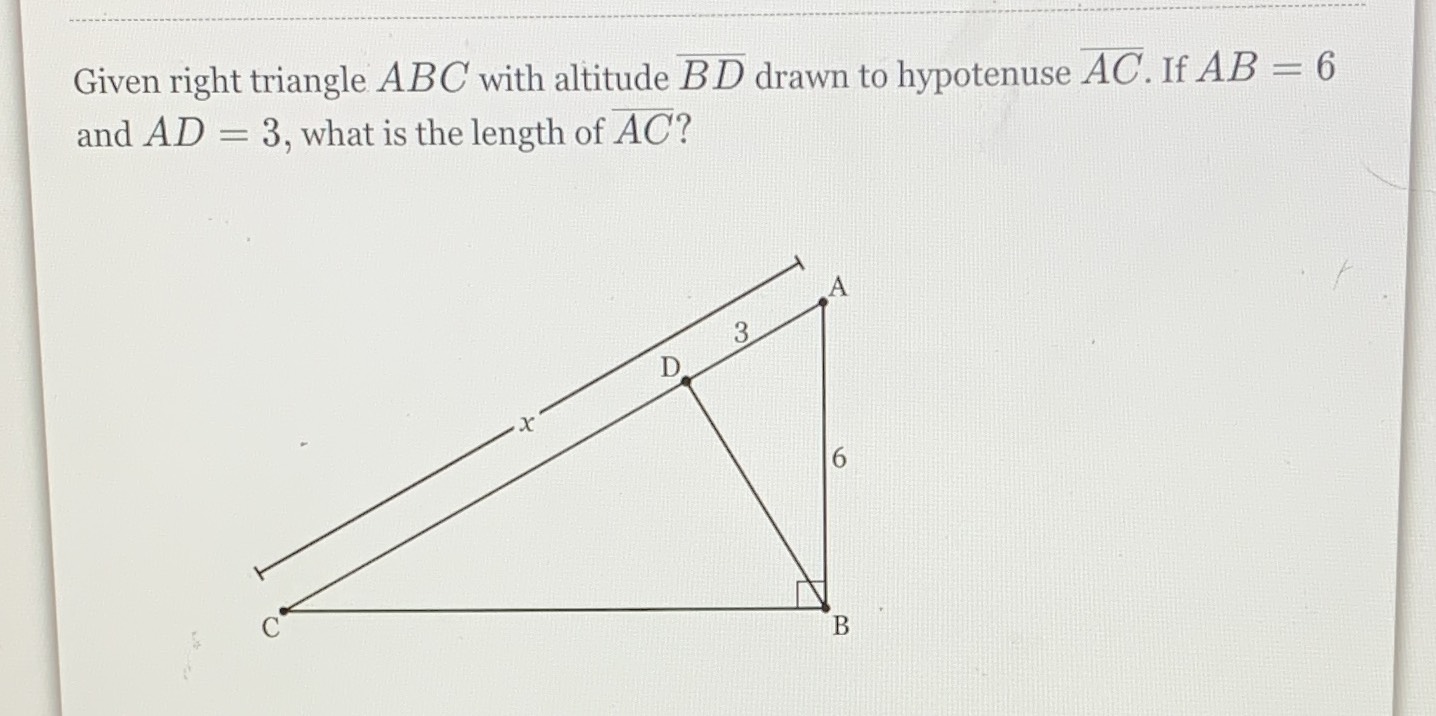 Given Right Triangle \( A B C \) With Altitude \( ... - CameraMath