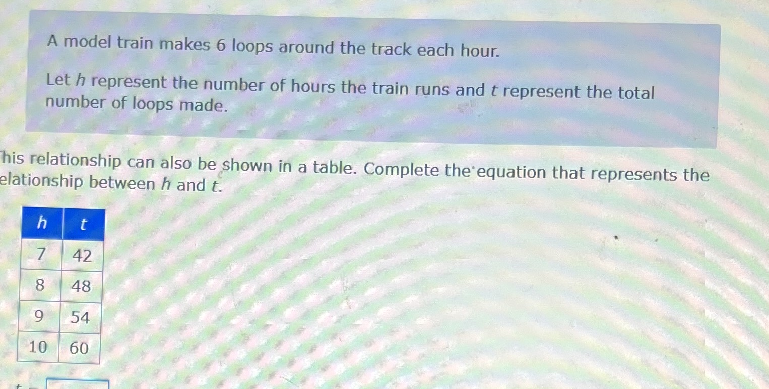 A model train makes 6 loops around the track each ...