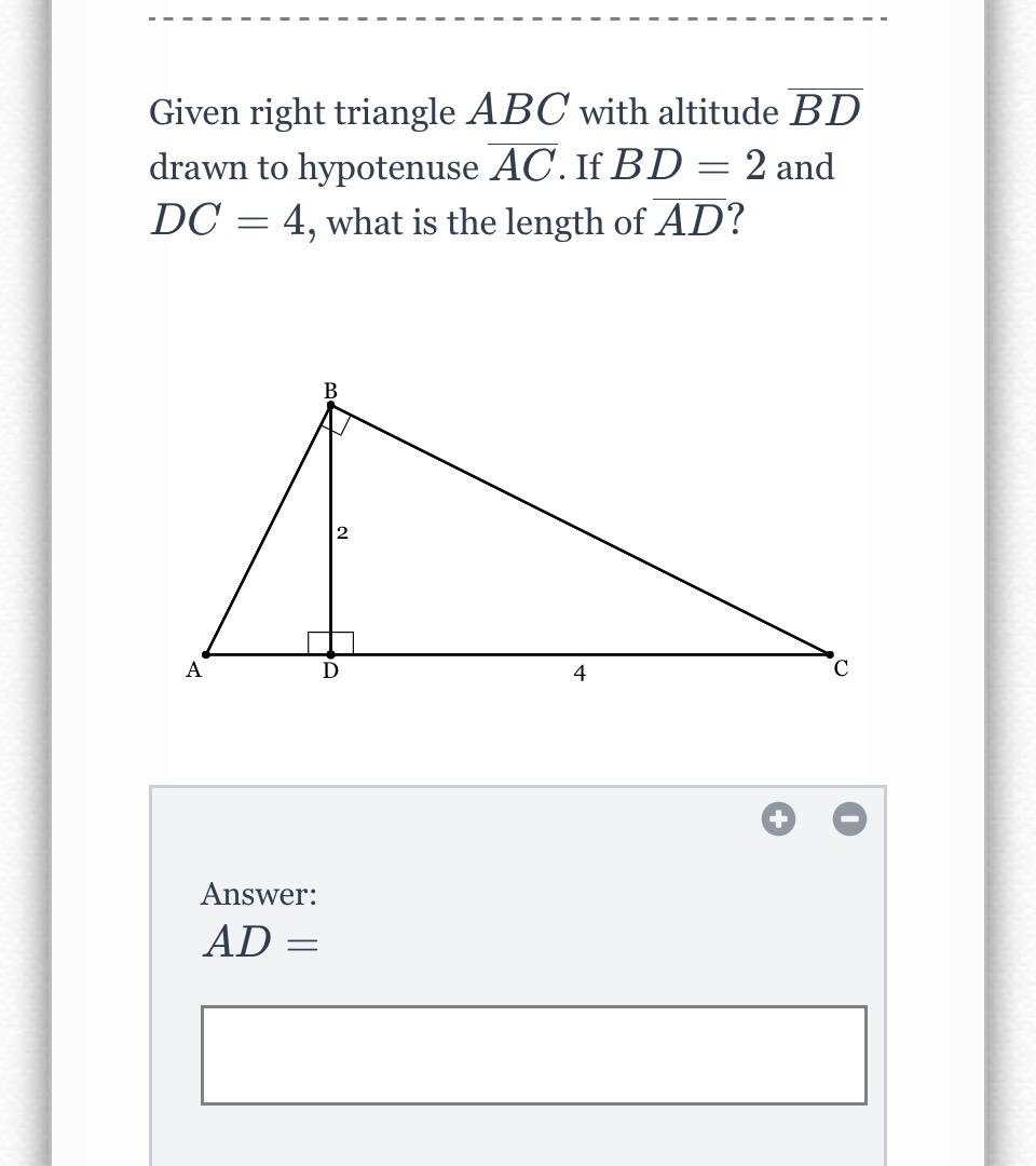 Given Right Triangle \( A B C \) With Altitude \( ... - CameraMath