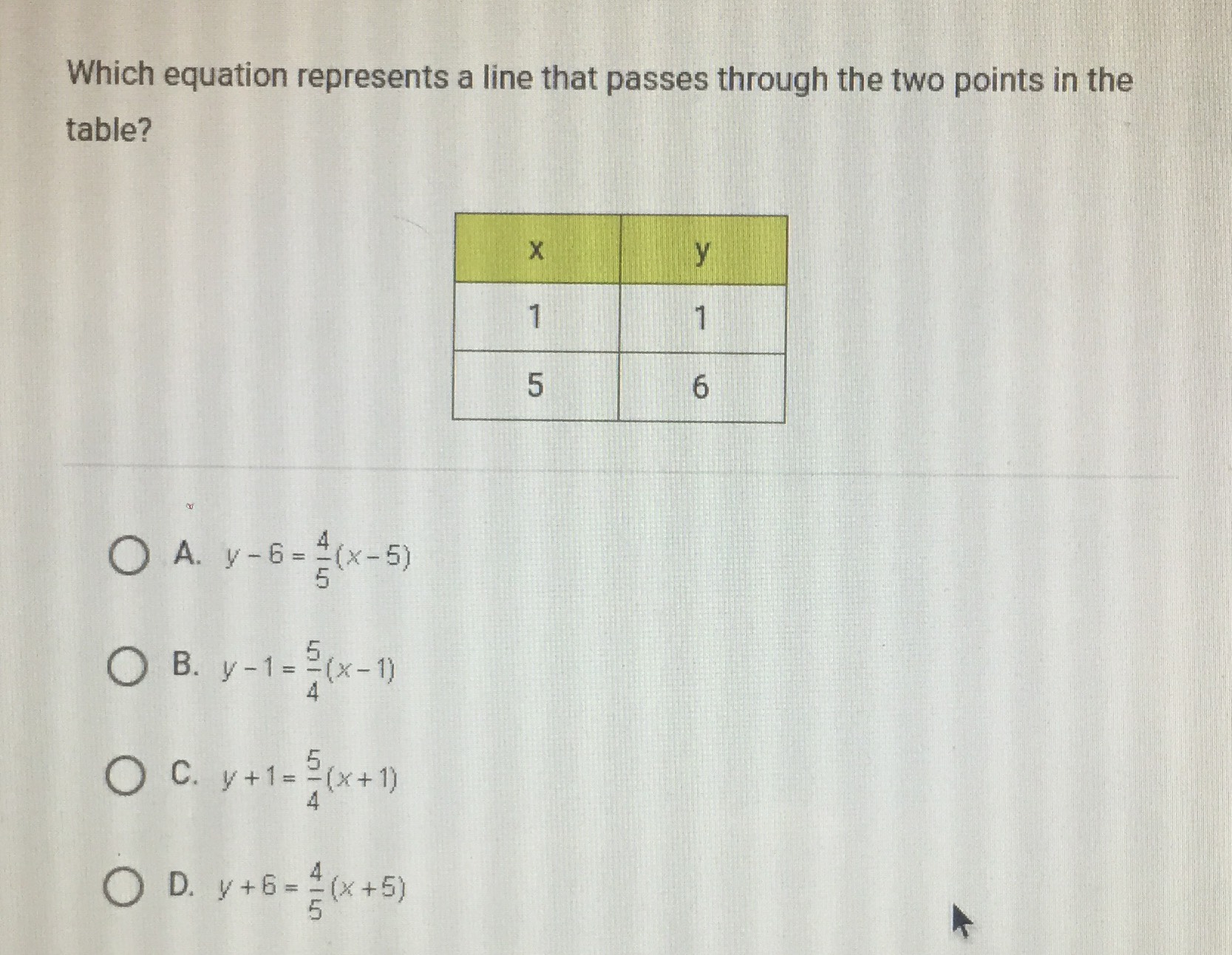 which-equation-represents-a-line-that-passes-throu-cameramath