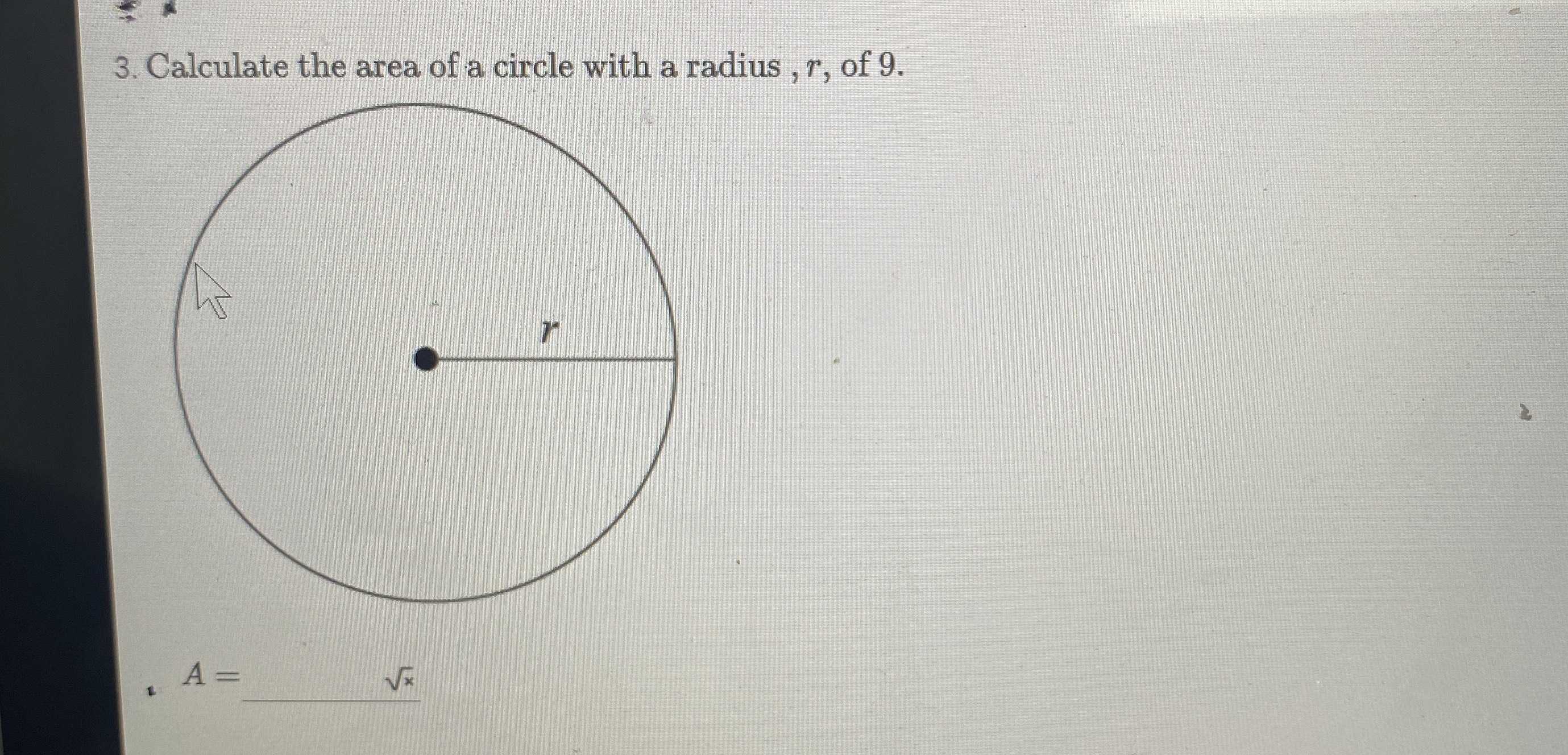 calculate the area of a circle with radius 12cm