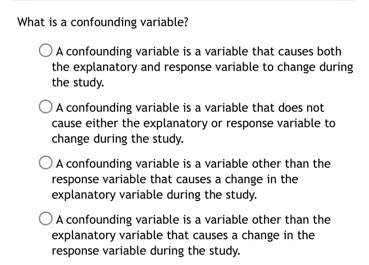 What Is A Confounding Variable Psychology Quizlet