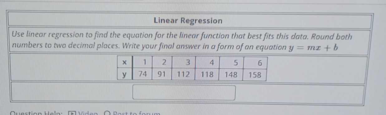 Use linear regression to find the equation for the...