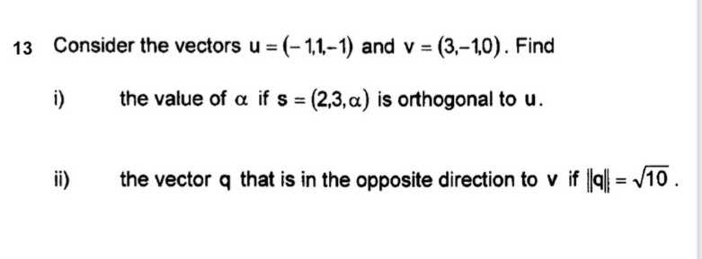 \(13 \) Consider the vectors \( u = ( - 1,1 , - 1 ...