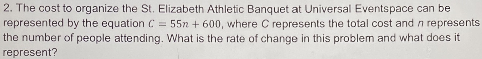 2. The cost to organize the St. Elizabeth Athletic...