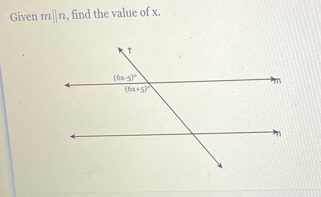 Given \(m\parallel n\), find the value of \(x\).