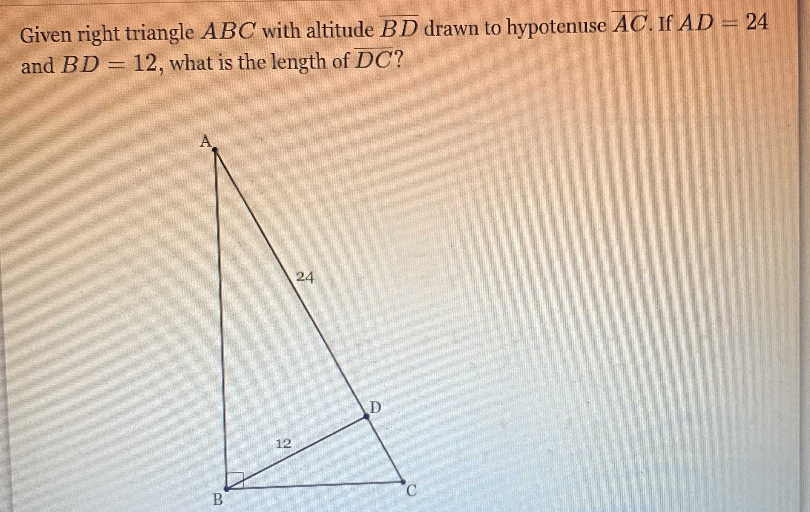 Given Right Triangle A B C With Altitude CameraMath