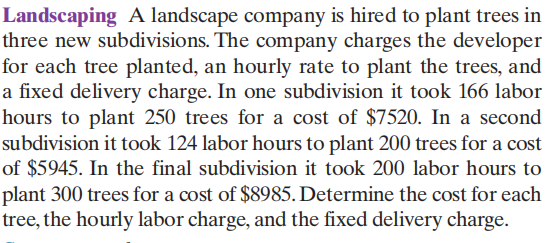 A landscape company is hired to plant trees in thr...